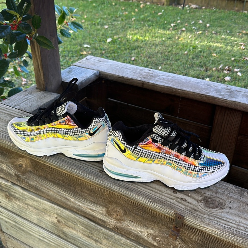 Nike Air Max 95 GS White Black Blue Gaze